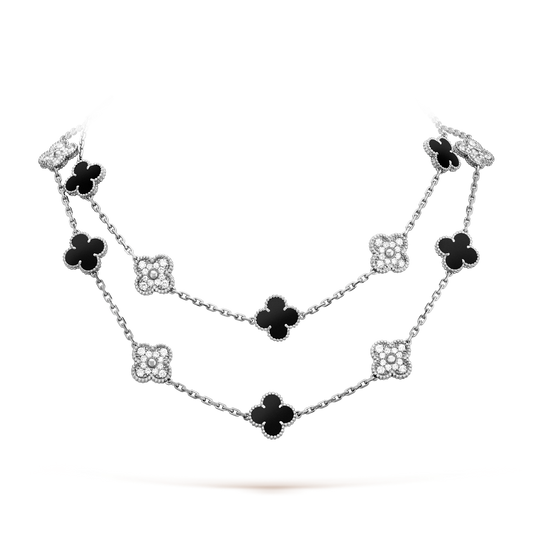 [Noble Aura jewelry]CLOVER 20 MOTIFS ONYX DIAMOND SILVER