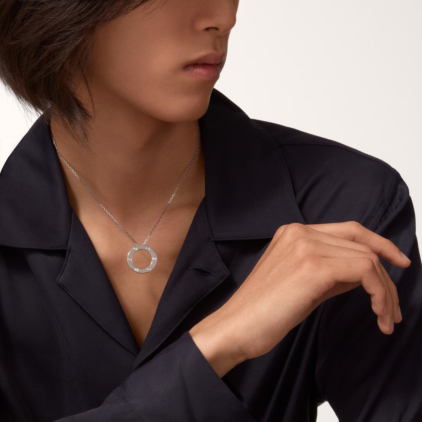 [Noble Aura jewelry]LOVE NECKLACE 16MM 3 DIAMONDS