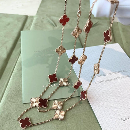 [Noble Aura jewelry]CLOVER 20 MOTIFS LASER CARNELIAN NECKLACE