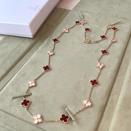 [Noble Aura jewelry]CLOVER 20 MOTIFS LASER CARNELIAN NECKLACE