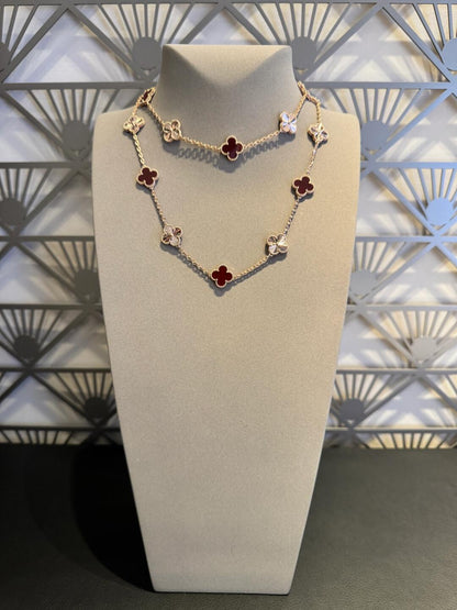 [Noble Aura jewelry]CLOVER 20 MOTIFS LASER CARNELIAN NECKLACE