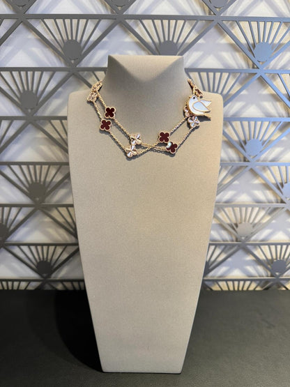 [Noble Aura jewelry]CLOVER 20 MOTIFS LASER CARNELIAN NECKLACE