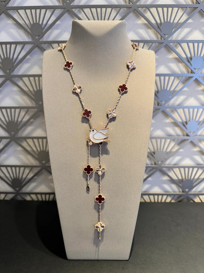 [Noble Aura jewelry]CLOVER 20 MOTIFS LASER CARNELIAN NECKLACE