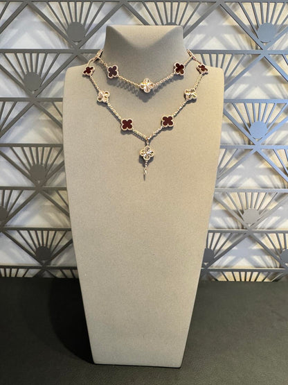 [Noble Aura jewelry]CLOVER 20 MOTIFS LASER CARNELIAN NECKLACE