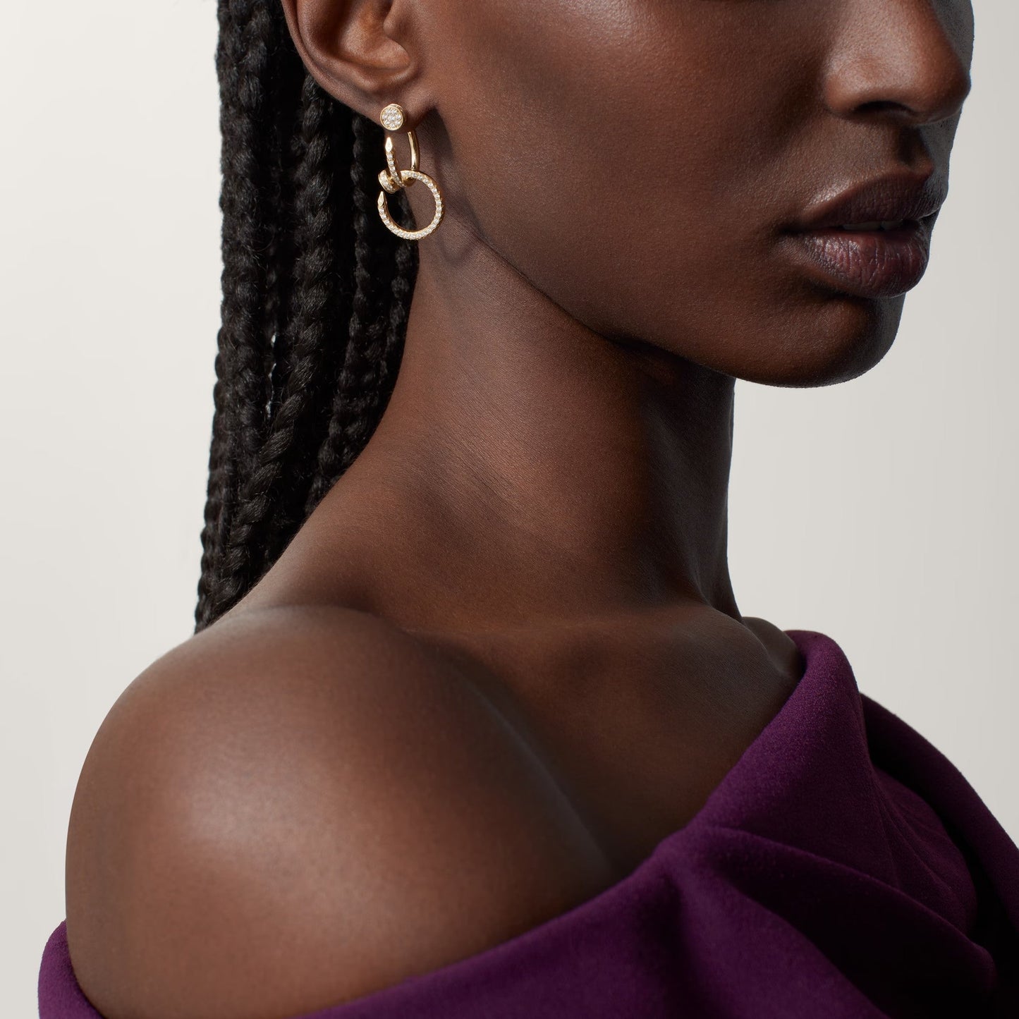 [Noble Aura jewelry]JUSTE FULL DIAMOND DOUBLE EARRINGS