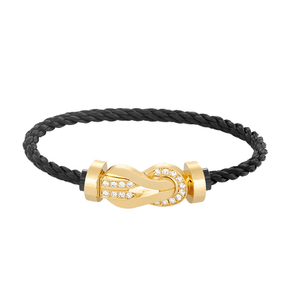 [Noble Aura jewelry]CHANCE LARGE 8 FIGURE BUCKLE HALF DIAMOND BRACELET GOLD