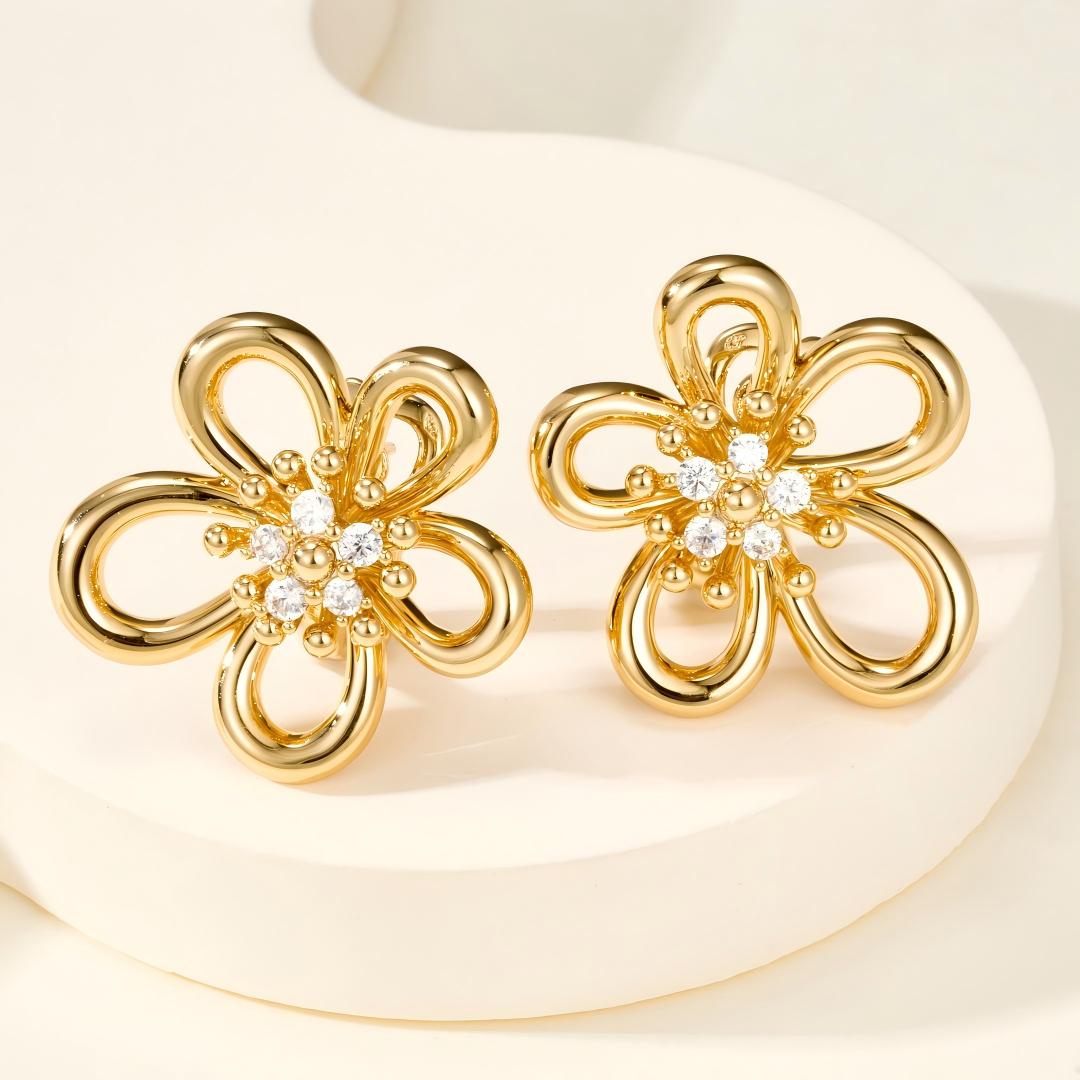 [Noble Aura jewelry] FLOWERLACE EARRING 5 DIAMONDS