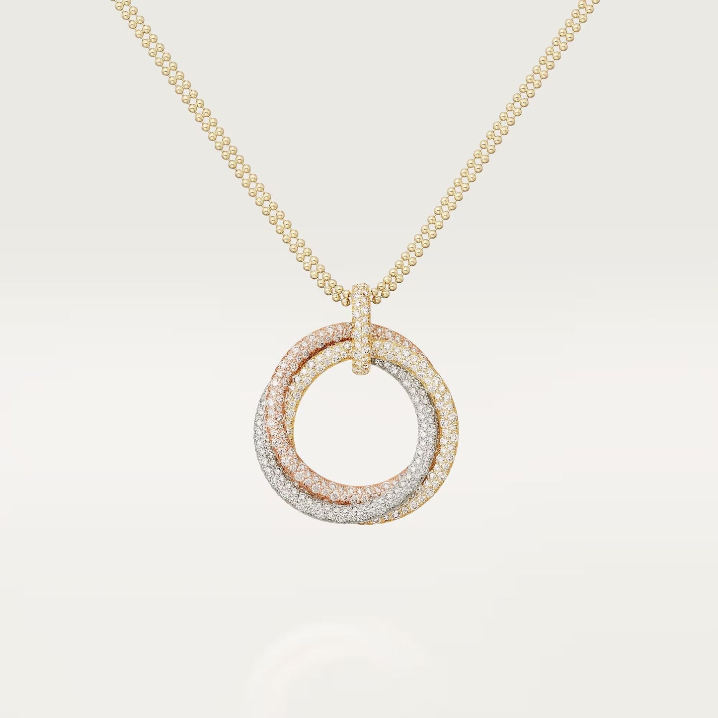 [Noble Aura jewelry]TRINITY LARGE FULL DIAMOND  NECKLACE