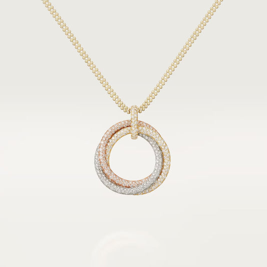 [Noble Aura jewelry]TRINITY LARGE FULL DIAMOND  NECKLACE