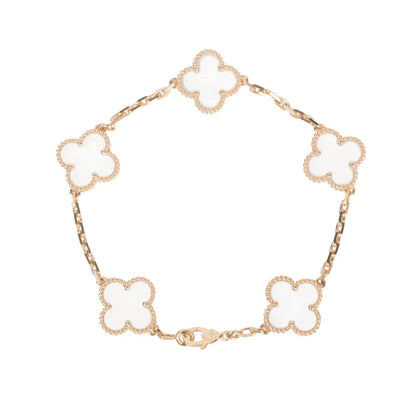 [Noble Aura jewelry]CLOVER 5 MOTIF ROCK CRYSTAL PINK GOLD BRACELET