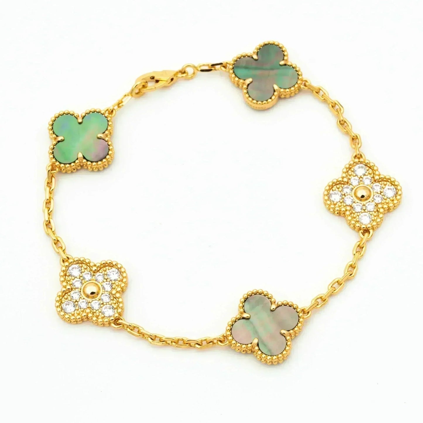 [Noble Aura jewelry] CLOVER 5 MOTIF GRAY MOP BRACELET COLLECTION