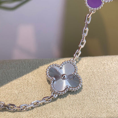 [Noble Aura jewelry]CLOVER  5 MOTIFS  PURPLE VIOLET BRACELET SILVER