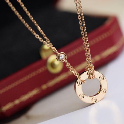 [Noble Aura jewelry]LOVE NECKLACE ADJUSTABLE ROSE GOLD 2 DIAMOND