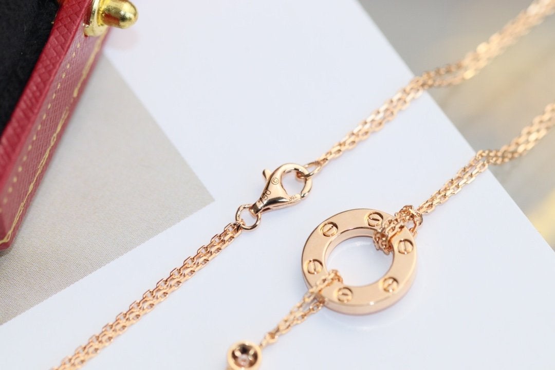 [Noble Aura jewelry]LOVE NECKLACE ADJUSTABLE ROSE GOLD 2 DIAMOND