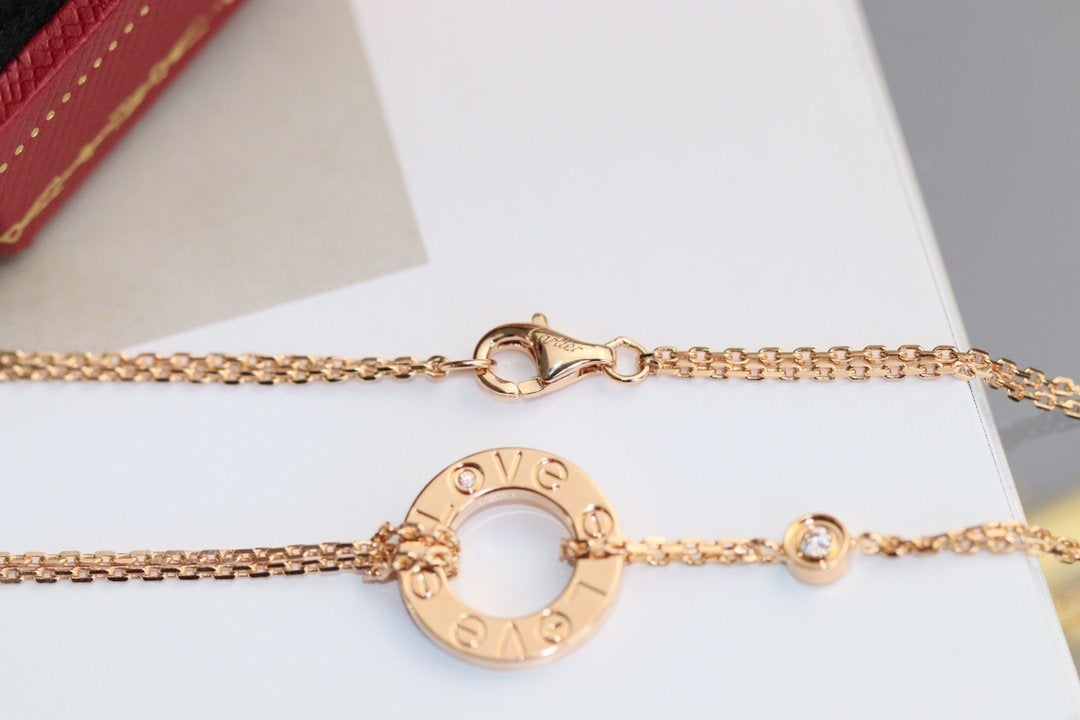 [Noble Aura jewelry]LOVE NECKLACE ADJUSTABLE ROSE GOLD 2 DIAMOND
