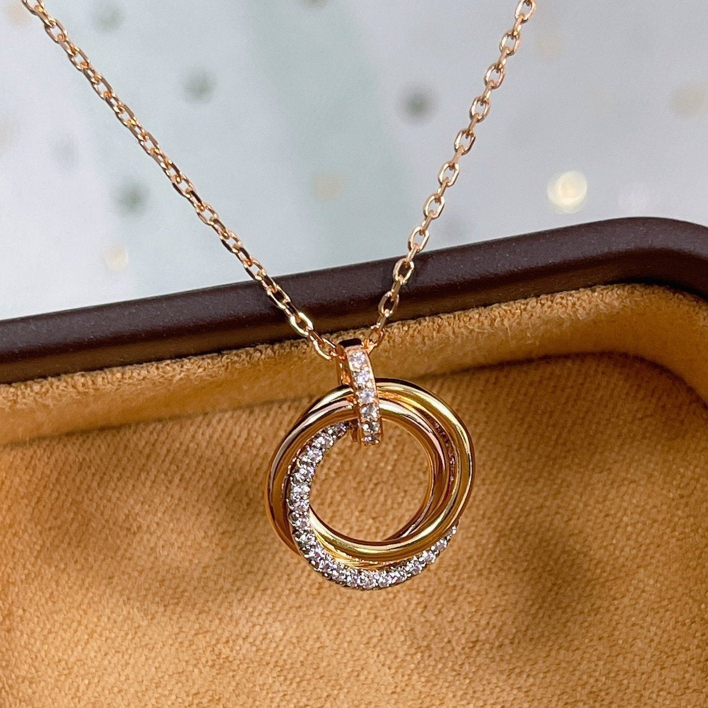 [Noble Aura jewelry]TRINITY NECKLACE SILVER GOLD PINK GOLD DIAMONDS