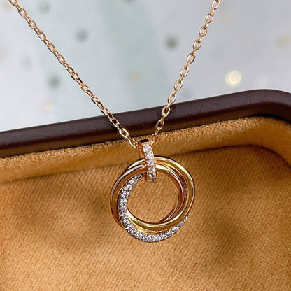 [Noble Aura jewelry]TRINITY NECKLACE SILVER GOLD PINK GOLD DIAMONDS