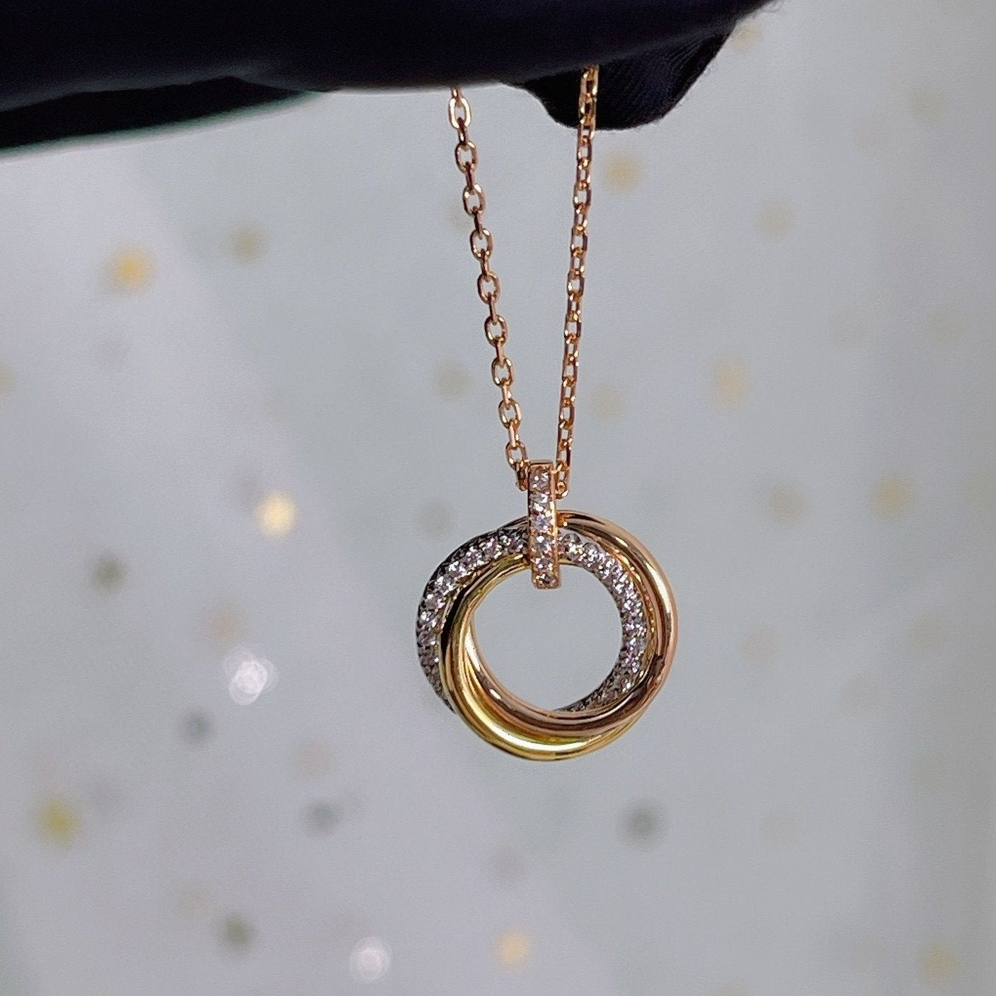 [Noble Aura jewelry]TRINITY NECKLACE SILVER GOLD PINK GOLD DIAMONDS