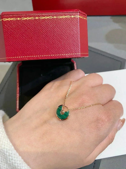 [Noble Aura jewelry]AMULETTE ROSE GOLD MALACHITE NECKLACE