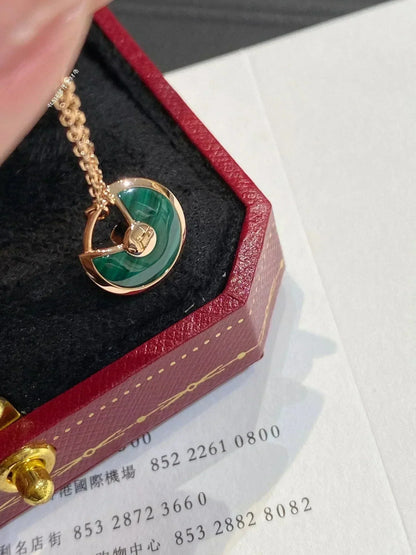 [Noble Aura jewelry]AMULETTE ROSE GOLD MALACHITE NECKLACE