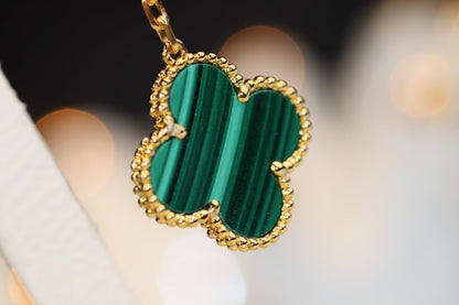 [Noble Aura jewelry]CLOVER EARRINGS GOLD MALACHITE DIAMOND 3 MOTIF