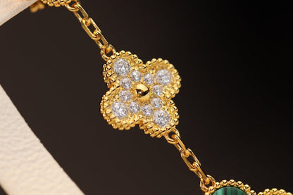 [Noble Aura jewelry]CLOVER EARRINGS GOLD MALACHITE DIAMOND 3 MOTIF