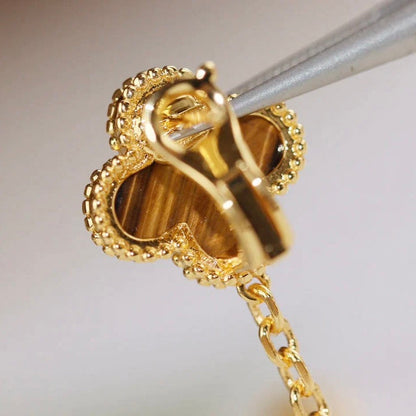 [Noble Aura jewelry]CLOVER  2 MOTIF  TIGER EYE CARNELIAN EARRINGS