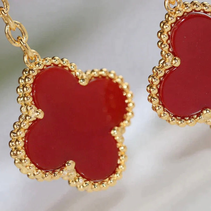 [Noble Aura jewelry]CLOVER  2 MOTIF  TIGER EYE CARNELIAN EARRINGS