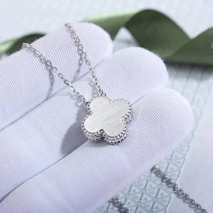 [Noble Aura jewelry]CLOVER  15MM DIAMOND LASER NECKLACE SILVER