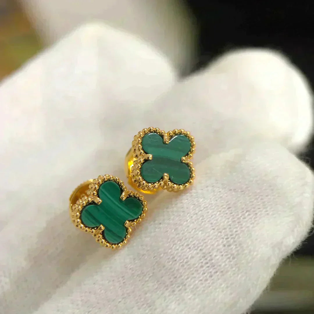 [Noble Aura jewelry]CLOVER MINI 9.5MM MALACHITE  EARRINGS