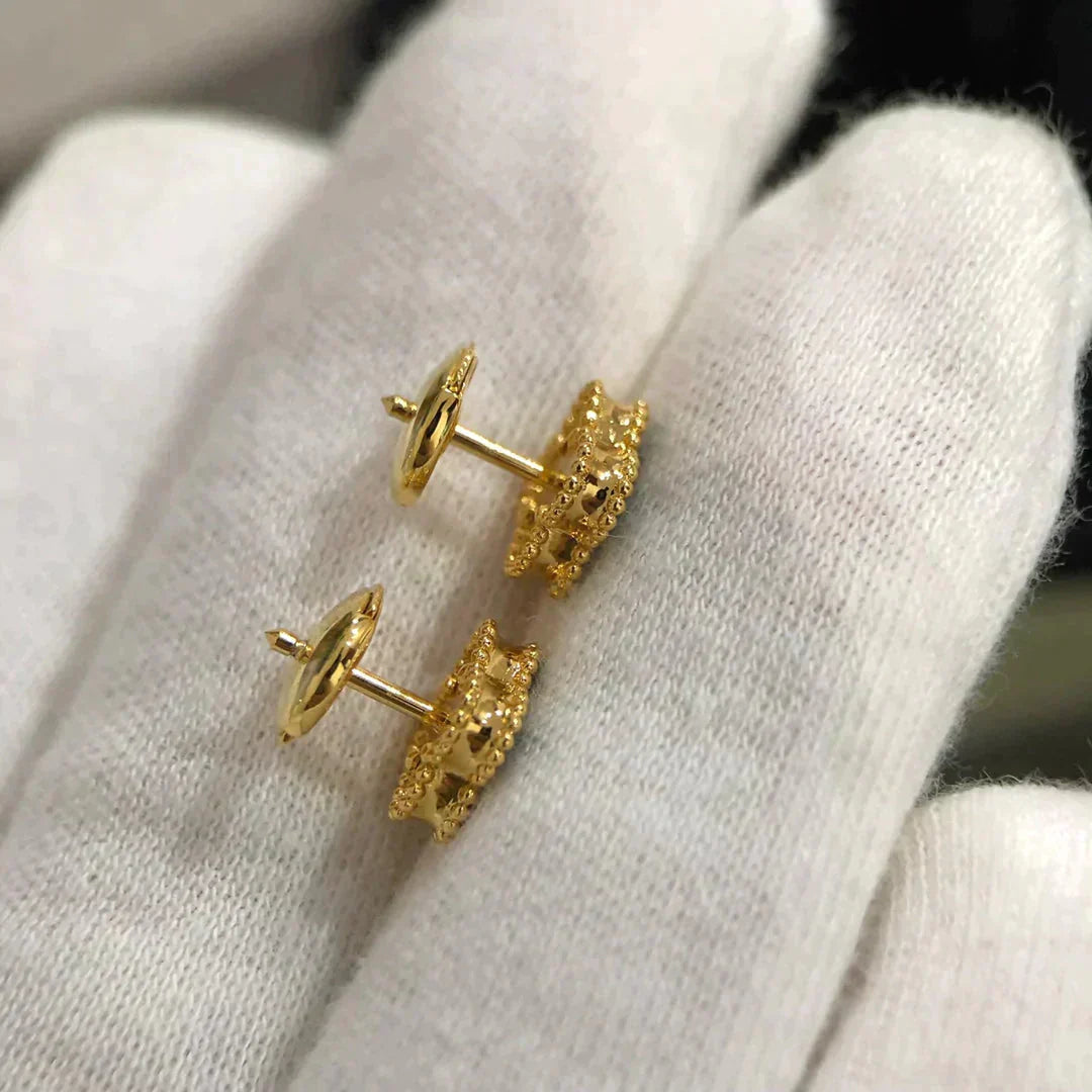 [Noble Aura jewelry]CLOVER MINI 9.5MM MALACHITE  EARRINGS