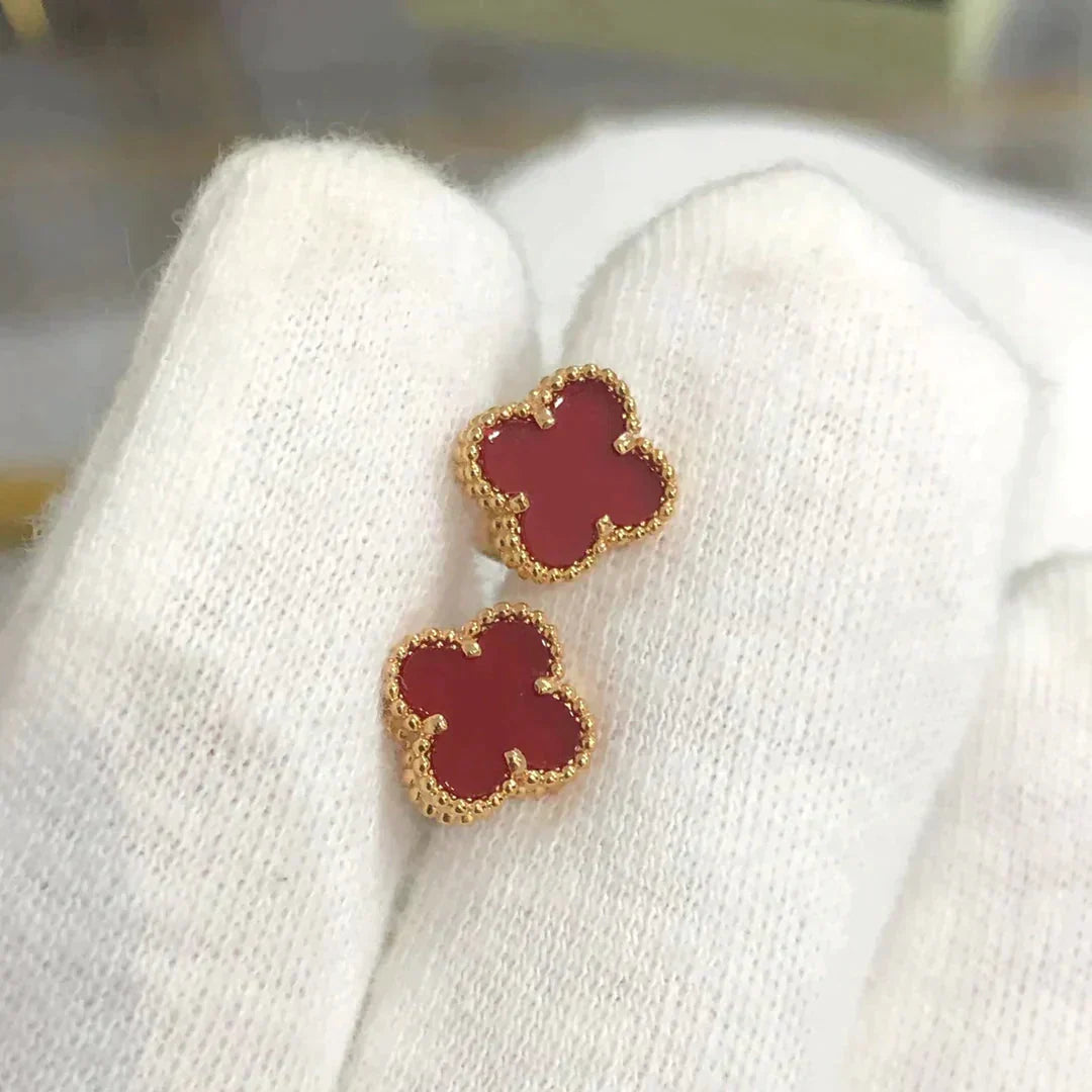 [Noble Aura jewelry]CLOVER MINI 9.5MM CARNELIAN EARRINGS