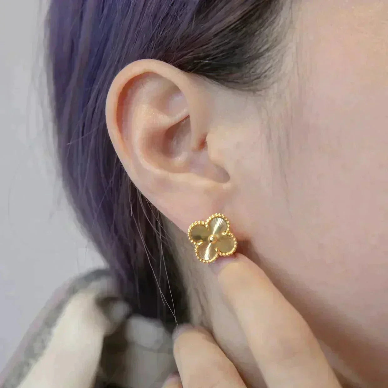 [Noble Aura jewelry]CLOVER MEDIUM 1 MOTIFS LASER EARRINGS