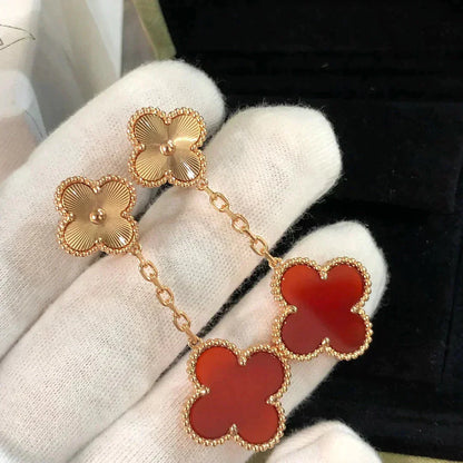 [Noble Aura jewelry]CLOVER 2 MOTIF  LASER CARNELIAN EARRINGS