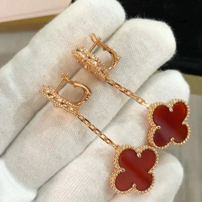 [Noble Aura jewelry]CLOVER 2 MOTIF  LASER CARNELIAN EARRINGS