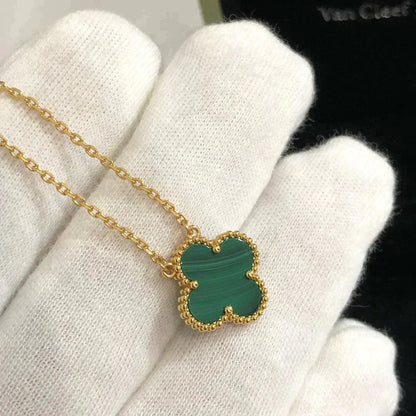 [Noble Aura jewelry]CLOVER 15MM MALACHITE SINGLE FLOWER  NECKLACE