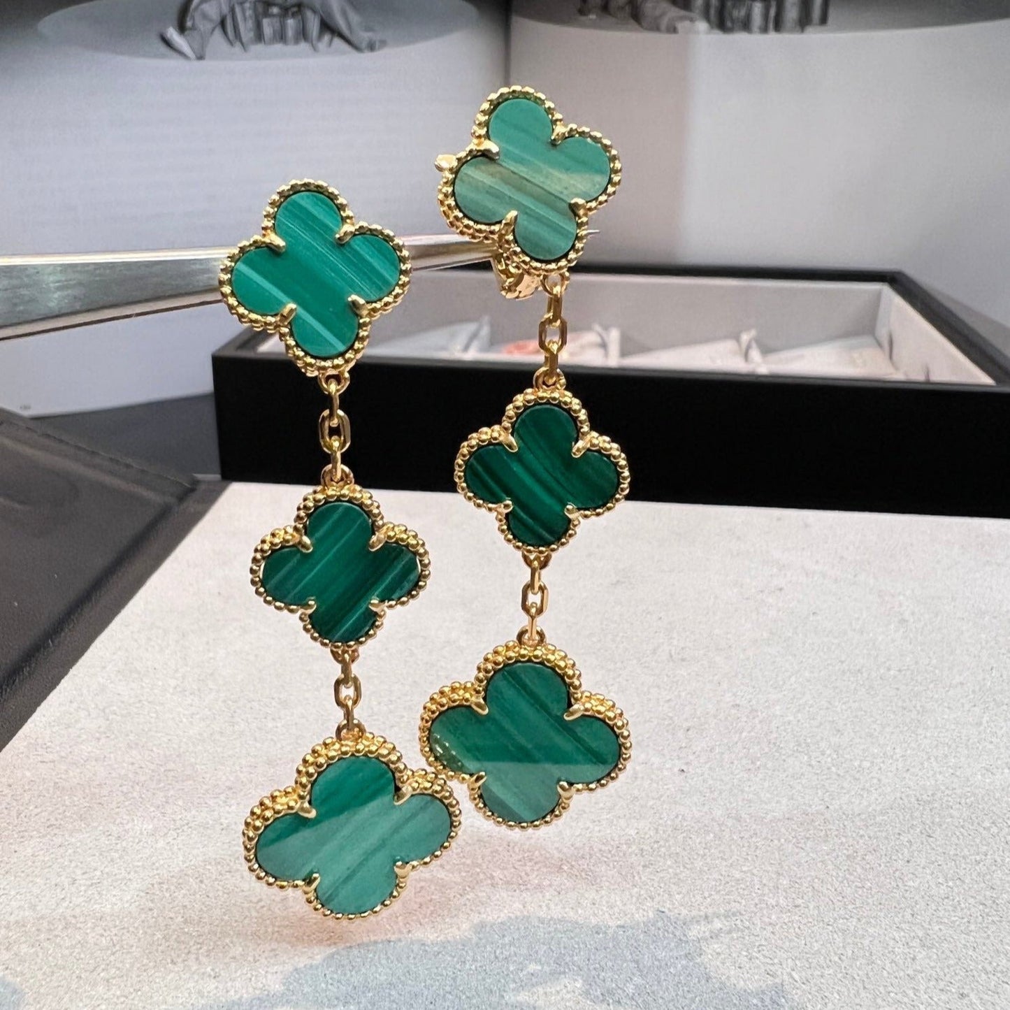 [Noble Aura jewelry]CLOVER MALACHITE 3 MOTIFS GOLD