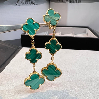 [Noble Aura jewelry]CLOVER MALACHITE 3 MOTIFS GOLD