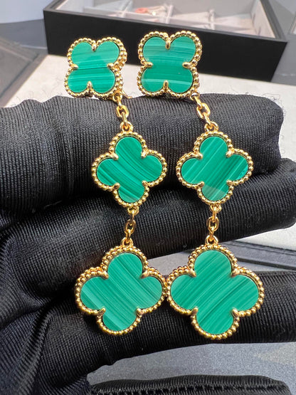 [Noble Aura jewelry]CLOVER MALACHITE 3 MOTIFS GOLD