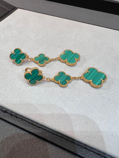 [Noble Aura jewelry]CLOVER MALACHITE 3 MOTIFS GOLD