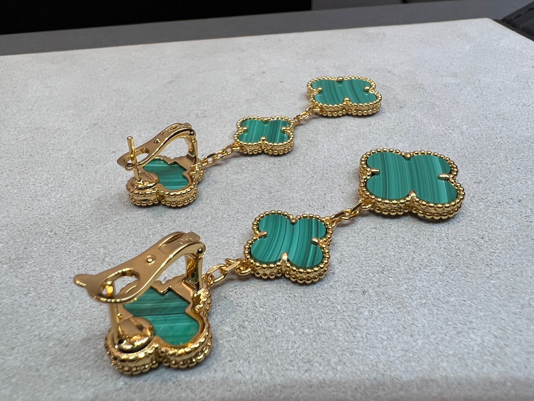 [Noble Aura jewelry]CLOVER MALACHITE 3 MOTIFS GOLD
