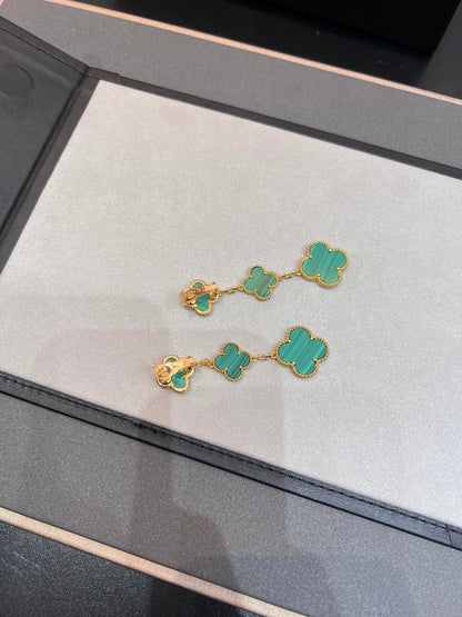 [Noble Aura jewelry]CLOVER MALACHITE 3 MOTIFS GOLD