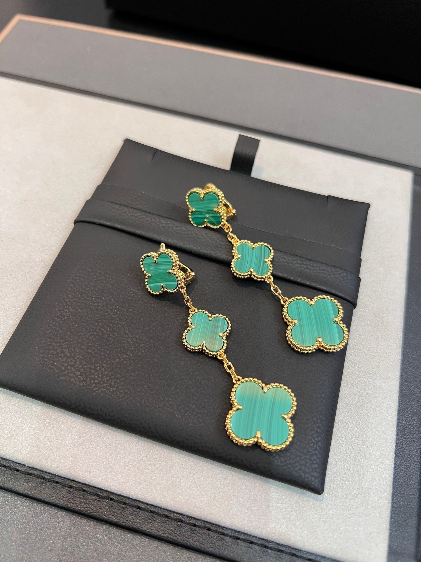 [Noble Aura jewelry]CLOVER MALACHITE 3 MOTIFS GOLD