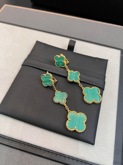 [Noble Aura jewelry]CLOVER MALACHITE 3 MOTIFS GOLD