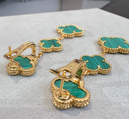 [Noble Aura jewelry]CLOVER MALACHITE 3 MOTIFS GOLD