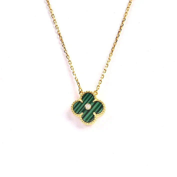 [Noble Aura jewelry]CLOVER 15MM DIAMOND TURQUOISE NECKLACE