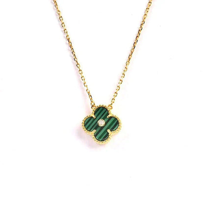 [Noble Aura jewelry]CLOVER 15MM DIAMOND TURQUOISE NECKLACE