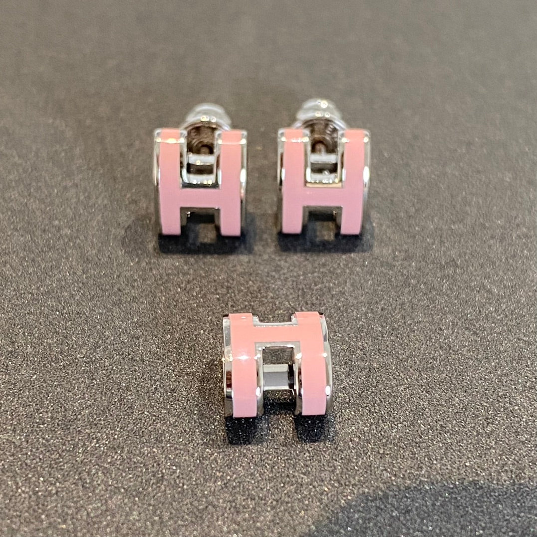 [Noble Aura jewelry]MINI POP H SILVER EARRINGS PINK