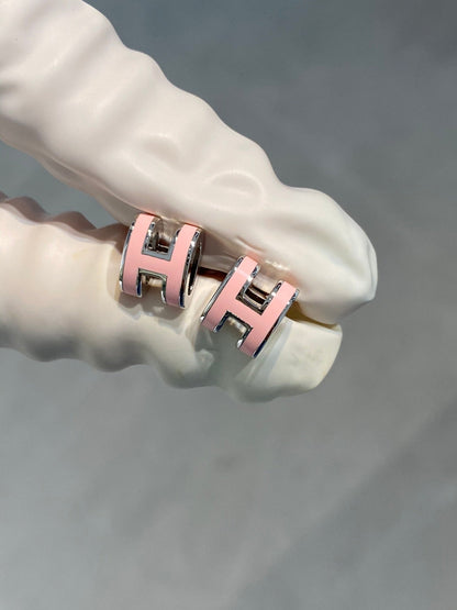[Noble Aura jewelry]MINI POP H SILVER EARRINGS PINK