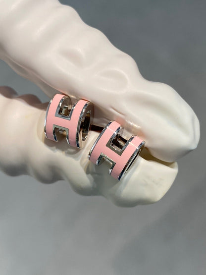 [Noble Aura jewelry]MINI POP H SILVER EARRINGS PINK